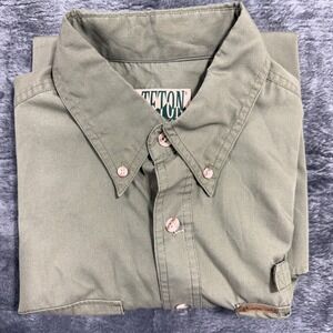 Woolrich Teton Utility Shirt Mens Large Dill Green Short Sleeve 6210MW